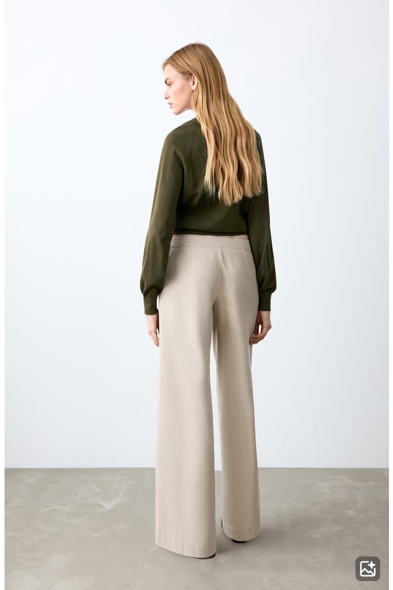 Bow Wide Leg Pants, Alternate, color, BEIGE