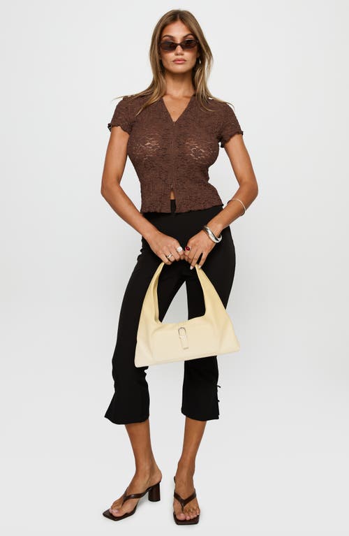 Princess Polly Best Shot Collar Lace Crop Top In Brown