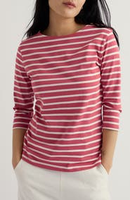 Seasalt Cornwall Sailor Stripe Three Quarter Sleeve Organic Cotton T-Shirt