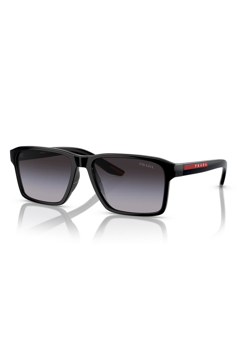 PRADA SPORT 58mm Gradient Rectangular Sunglasses, Alternate, color,