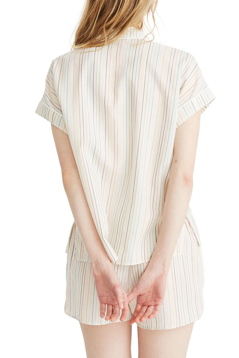 Rainbow Stripe Bedtime Pajama Top, Alternate, color, RAINBOW STRIPE PEARL IVORY