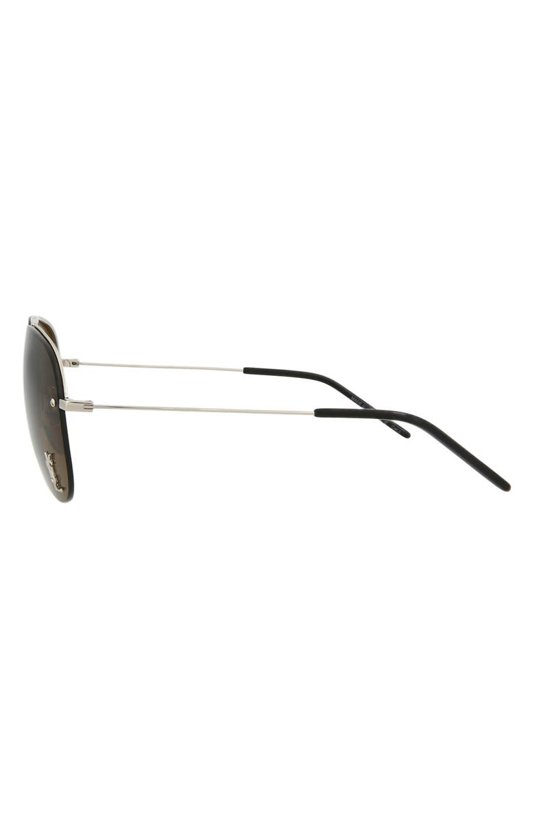 Saint Laurent 59mm Aviator Sunglasses, Alternate, color, Shiny Silver