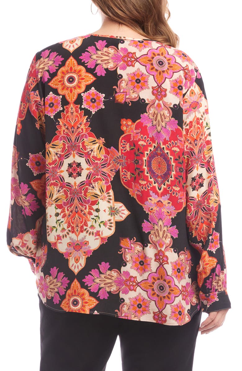 Karen Kane Scoop Neck Crepe Top, Alternate, color, Print