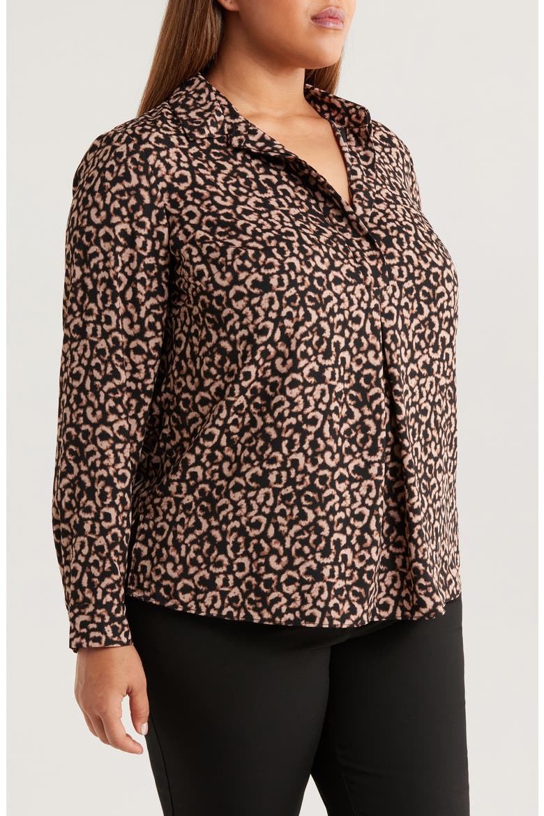 Abstract Animal Print Top, Alternate, color, BROWN MULTI