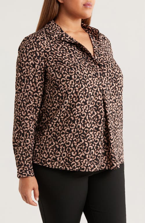 Nic + Zoe Nic+zoe Abstract Animal Print Top In Brown