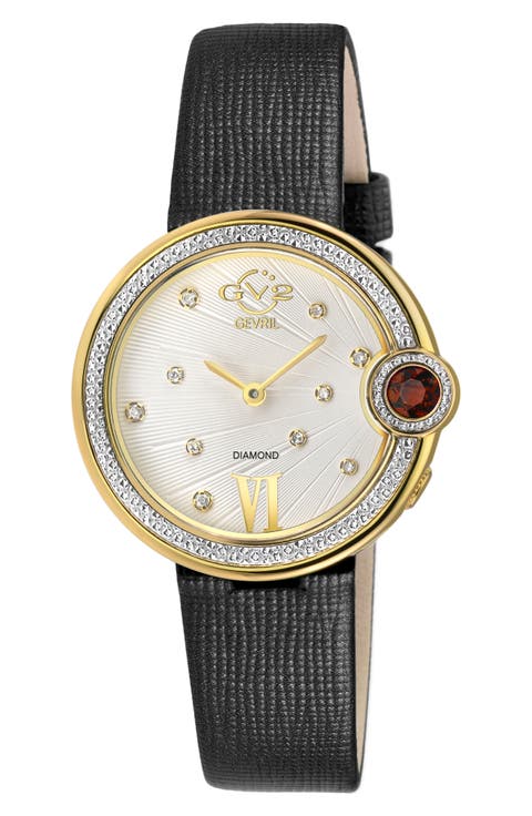 Perugia Diamond Leather Strap Watch, 33mm - 0.10 ctw