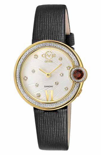 GV2 Perugia Diamond Leather Strap Watch, 33mm - 0.10 ctw