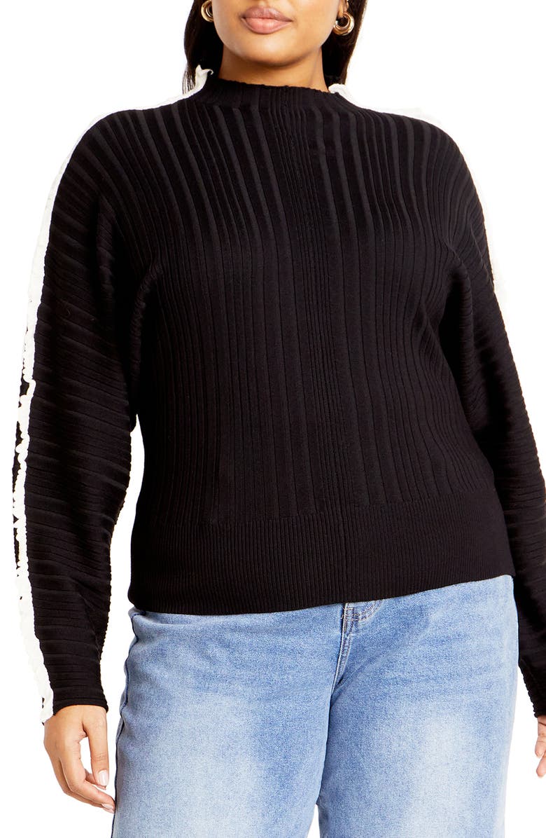 City Chic Miranda Sweater, Main, color, Black