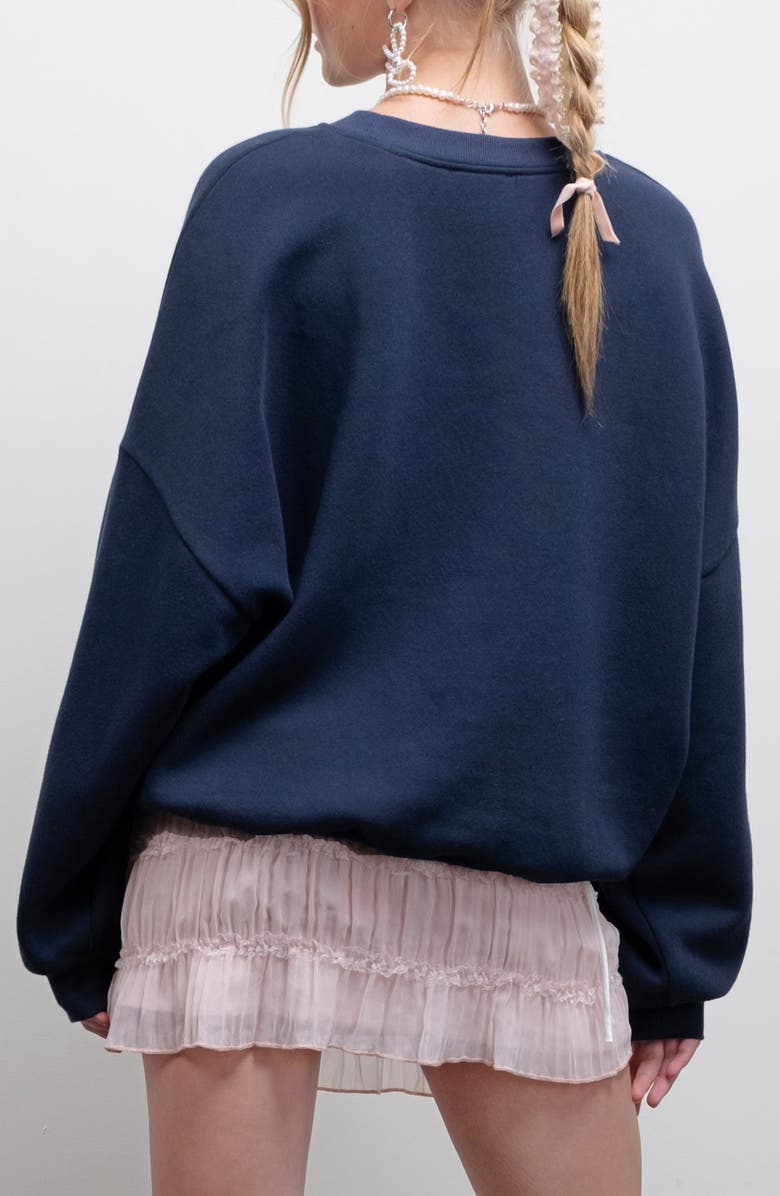 Blu Pepper Bow Crewneck Sweatshirt, Alternate, color, Navy