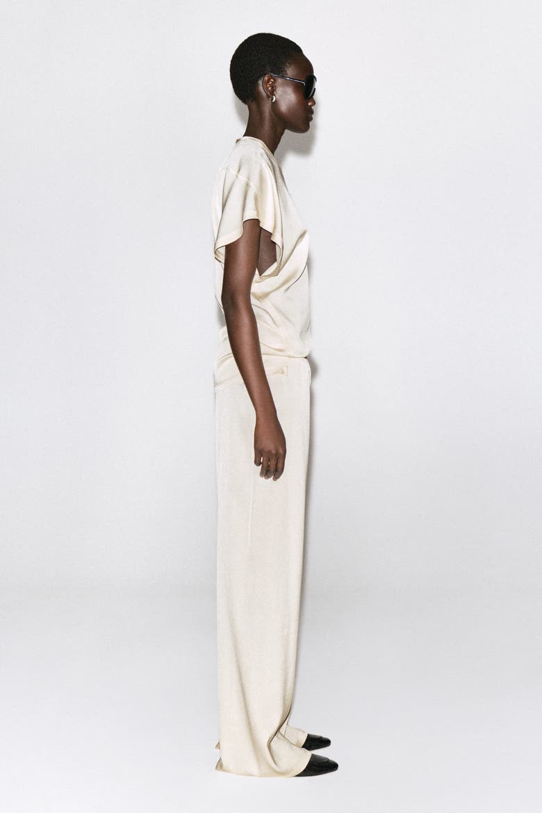 Elasticated Crepe Straight-Leg Pants, Alternate, color, IVORY
