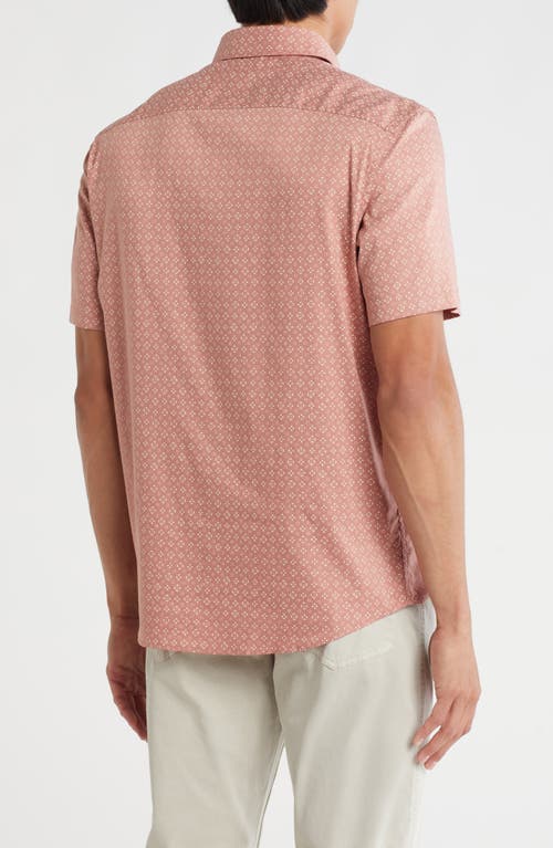 Faherty Playa Short Sleeve Stretch Organic Cotton Button-down Shirt In Pink