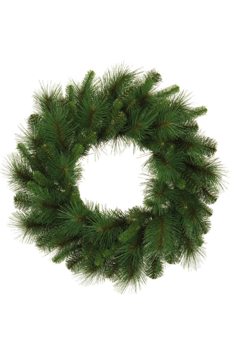Sullivan's Christmas Mixed Pine Wreath, Mixed Green Faux Floral Decor for Crafting, Weddings, Home and Holiday Decoration, 24 Inch, Main, color, Green