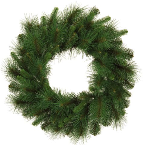 Sullivan's Christmas Mixed Pine Wreath, Mixed Green Faux Floral Decor for Crafting, Weddings, Home and Holiday Decoration, 24 Inch