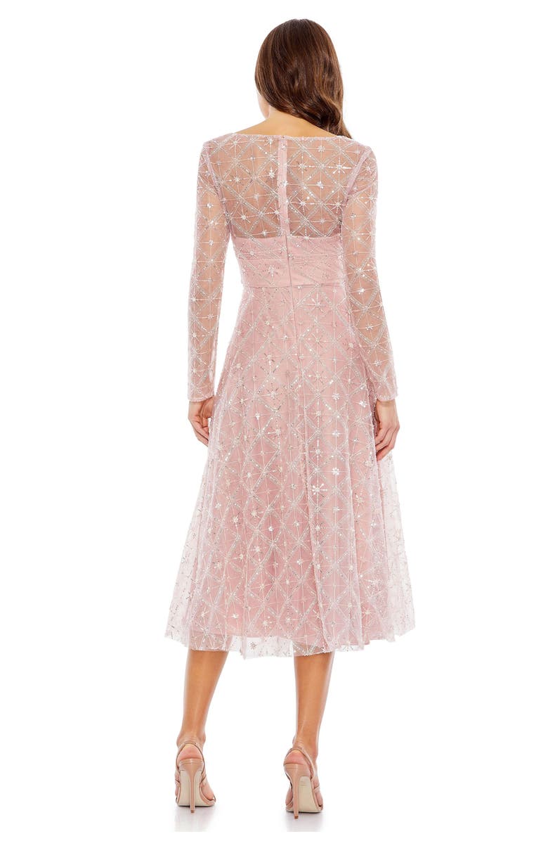 Mac Duggal Embellished Illusion Long Sleeve Dress, Alternate, color,