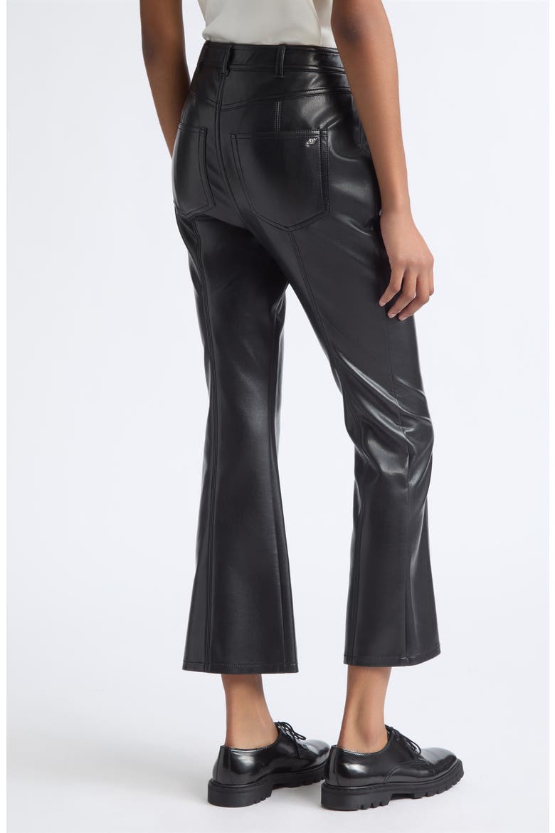 Suzette Cropped Faux Leather Flare Pants, Alternate, color, BLACK
