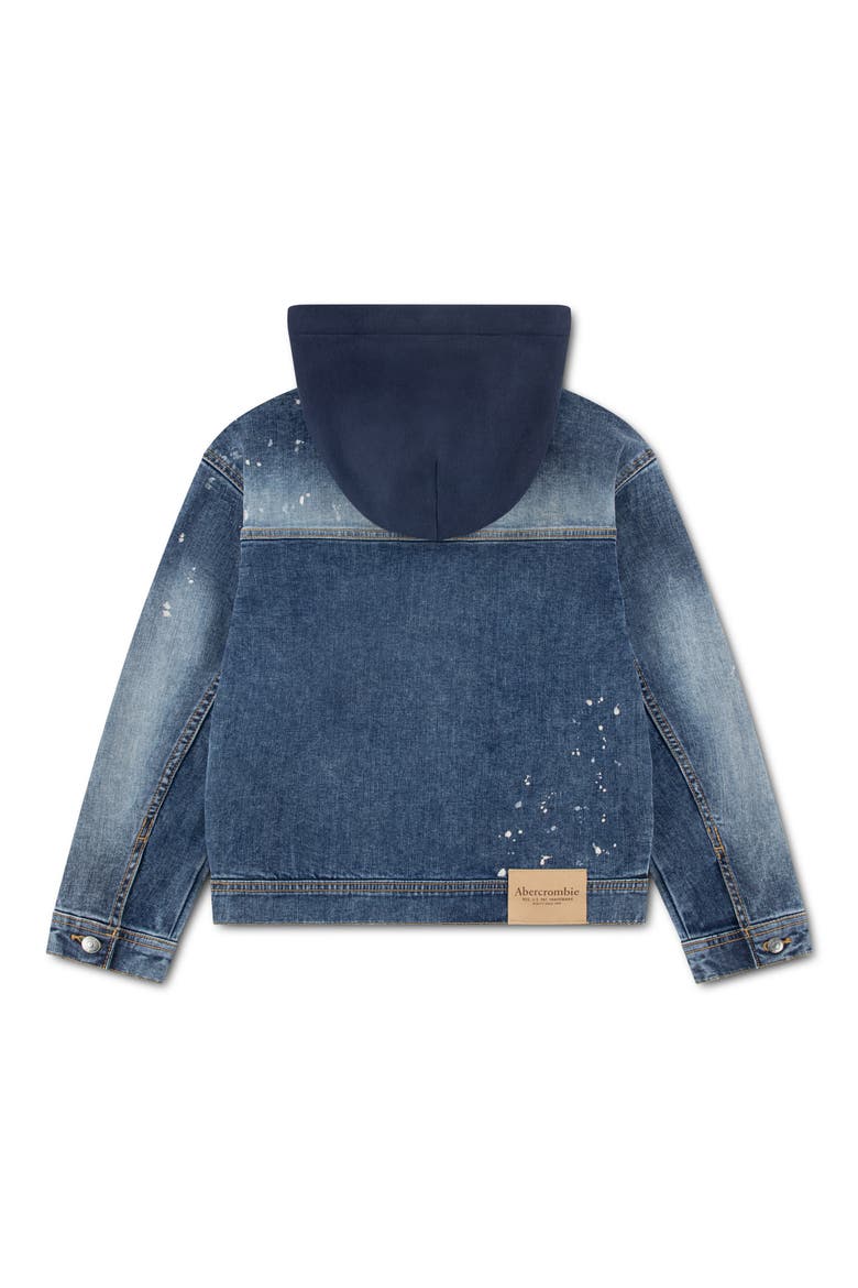 Kids' Hooded Paint Splatter Denim Jacket, Alternate, color, PAINT SPLATTER