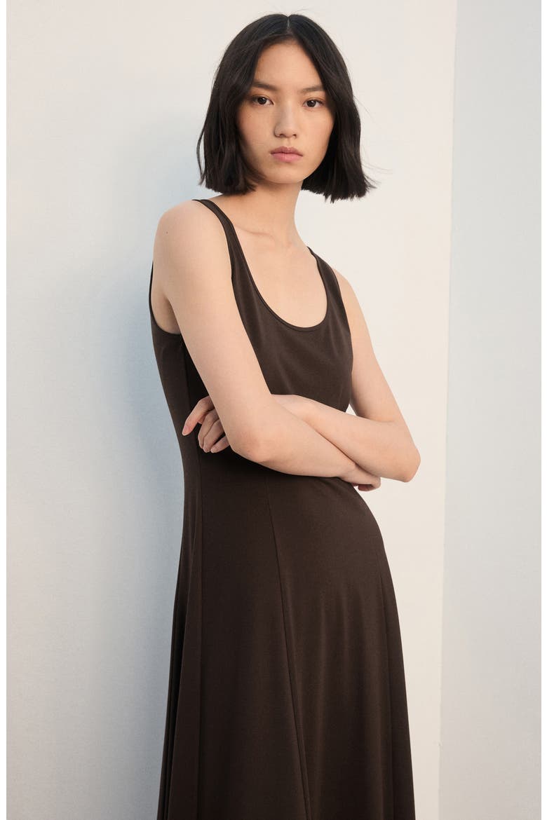 Sleeveless Midi Dress, Alternate, color, BROWN