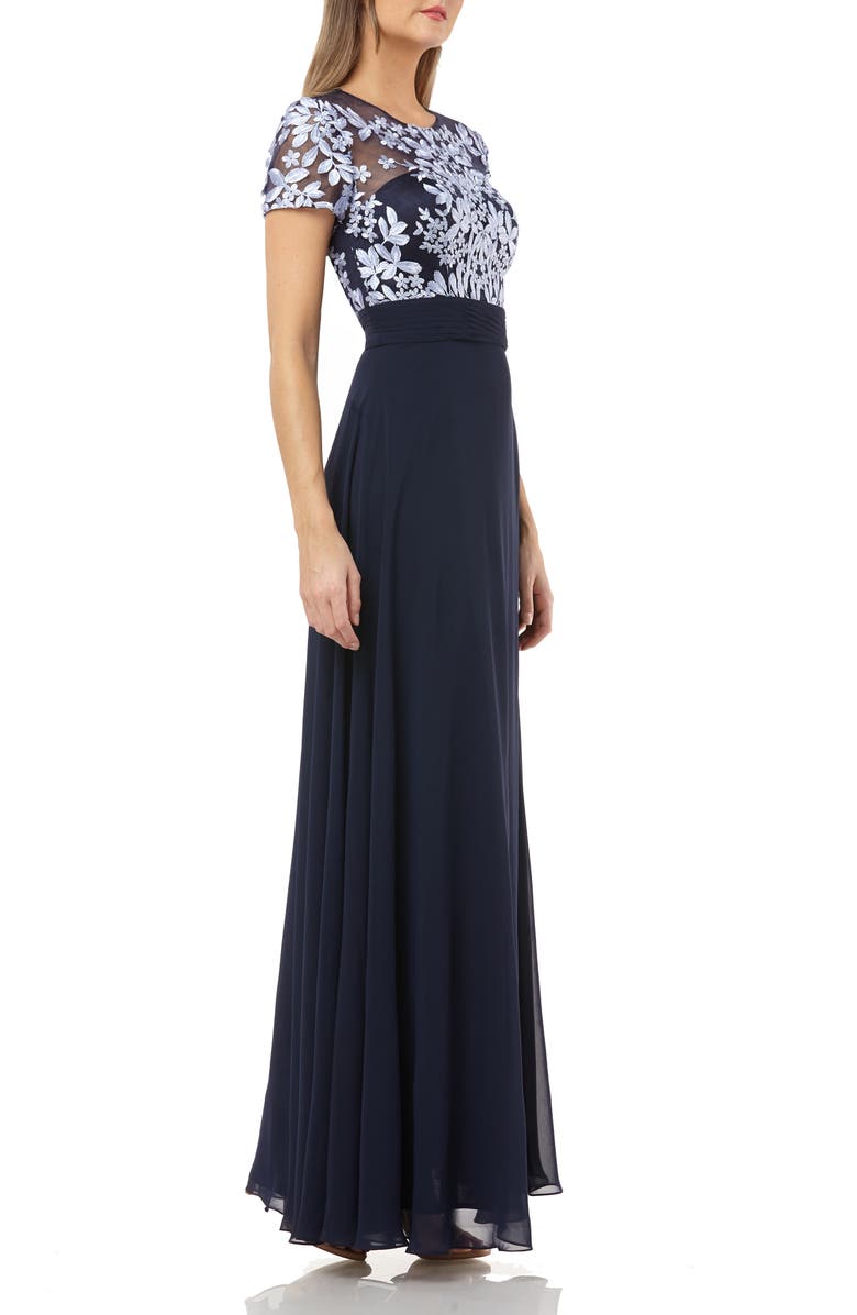 JS Collections Embroidered A-Line Gown, Alternate, color,