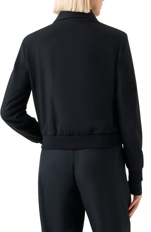Akris Punto Wool Blend Crop Bomber Jacket In Black