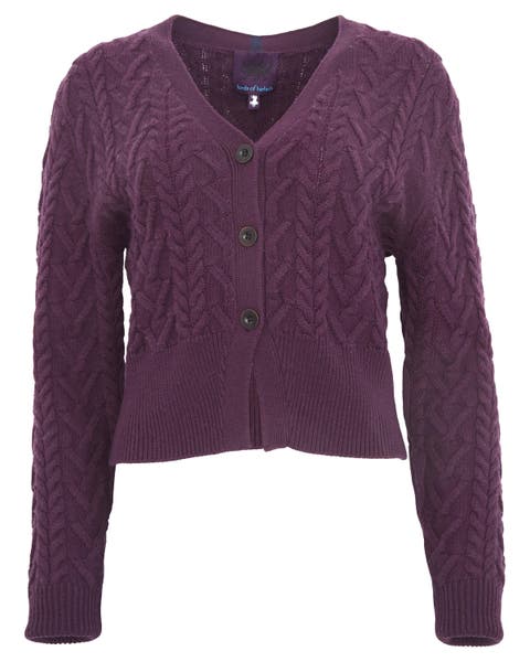 Samantha Cashmere Blend Cable Knit Cardigan Sweater