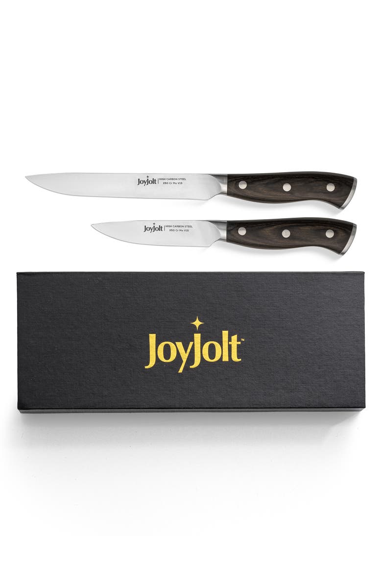 JoyJolt Stainless Steel Utility Knife & Paring Knife 2-Piece Set, Alternate, color, Silver/ Black