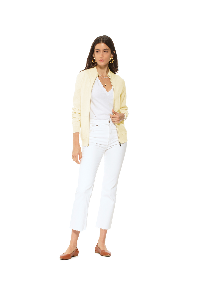 Pure Cashmere Double Slider Slider Zip Cardigan, Alternate, color, Butter Yellow