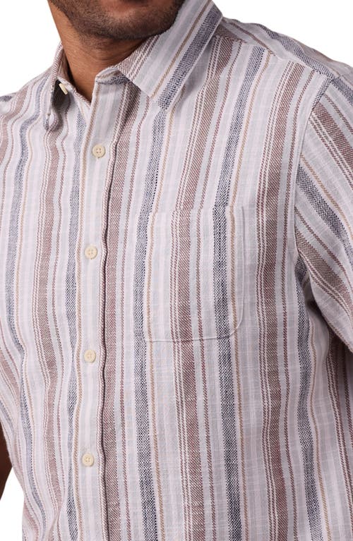 The Normal Brand Freshwater Short Sleeve Button-up Shirt In Misty Harbor Stripe