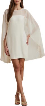 Lauren Ralph Lauren Cape Long Sleeve Cocktail Minidress