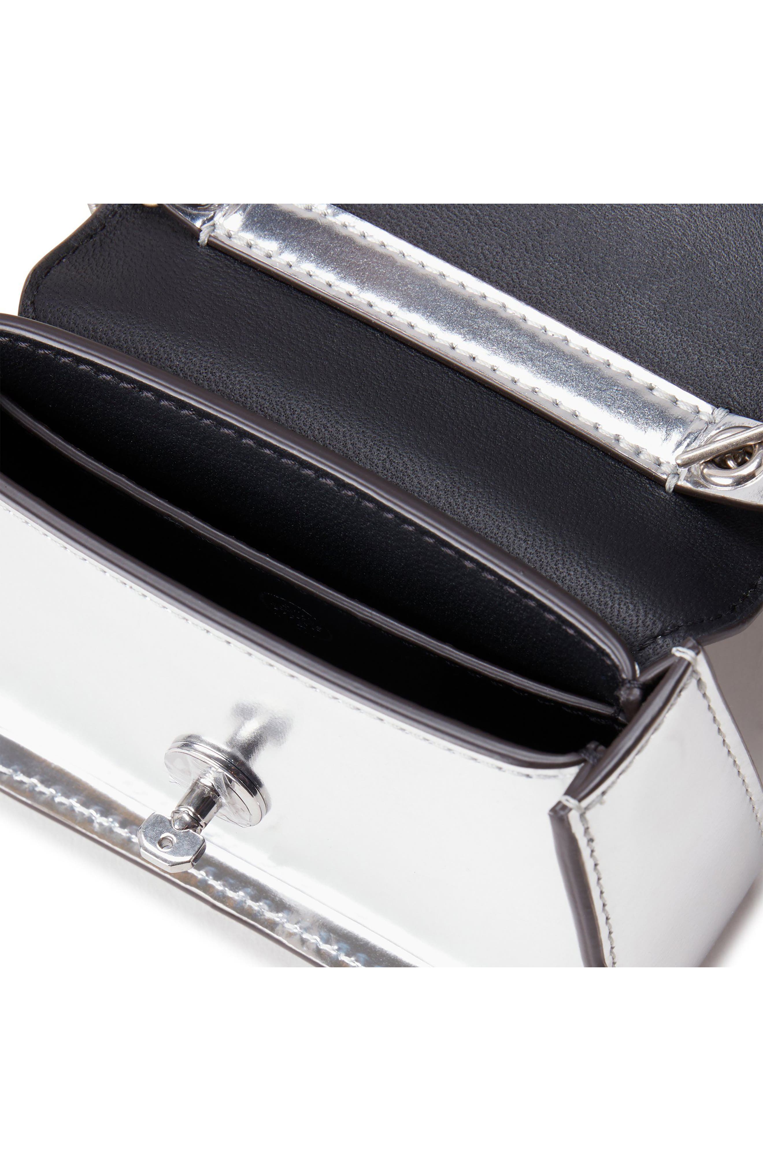 Mini Lana Metallic Leather Crossbody Bag, Alternate, color, SILVER