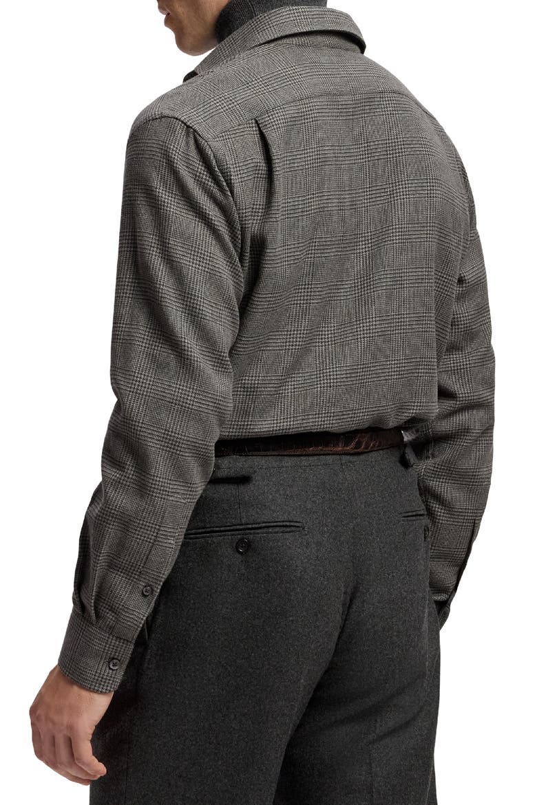Glen Plaid Cotton Flannel Shirt, Alternate, color, DARK GREY MELANGE