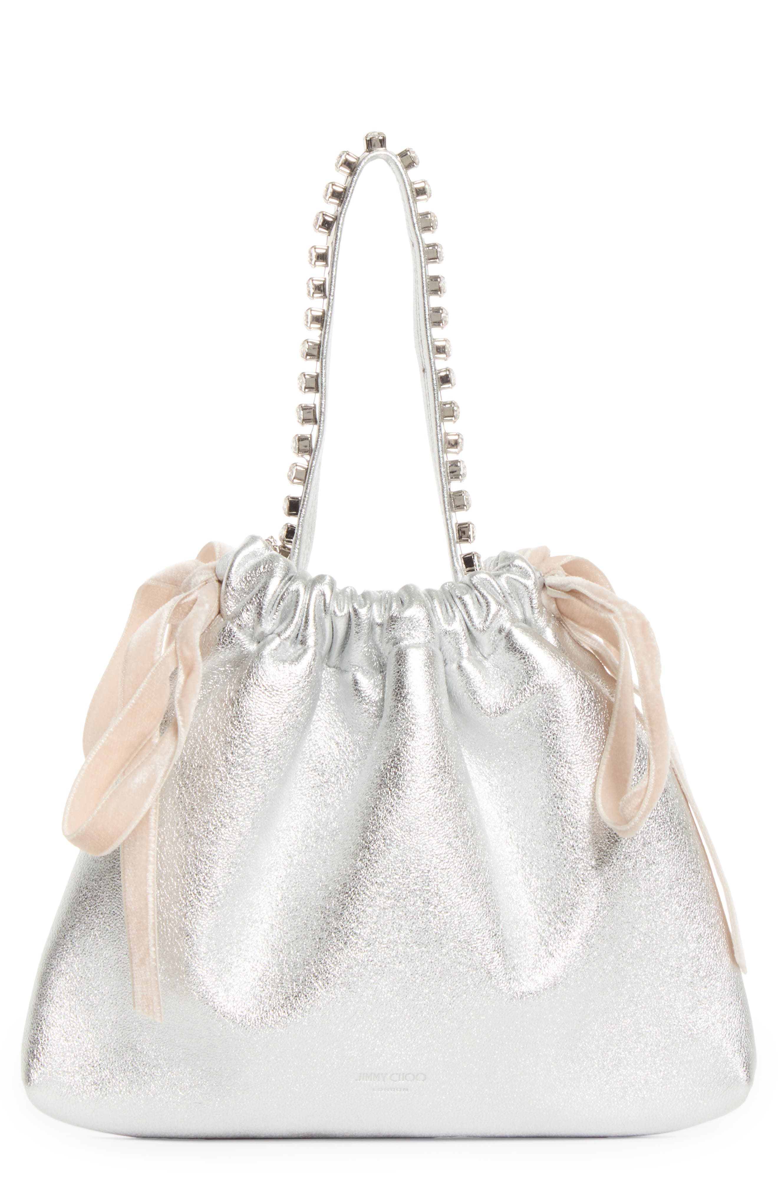 Bon Bon Crystal Top Handle Leather Bag, Main, color, SILVER/ ROSE/ SILVER