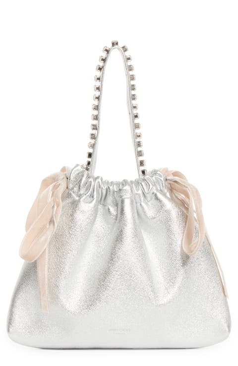 Bon Bon Crystal Top Handle Leather Bag