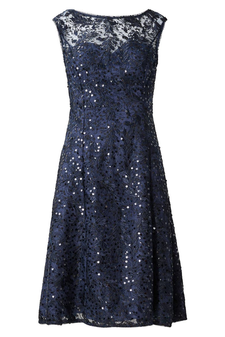 Embroidered Lace Cocktail Dress, Alternate, color, MIDNIGHT