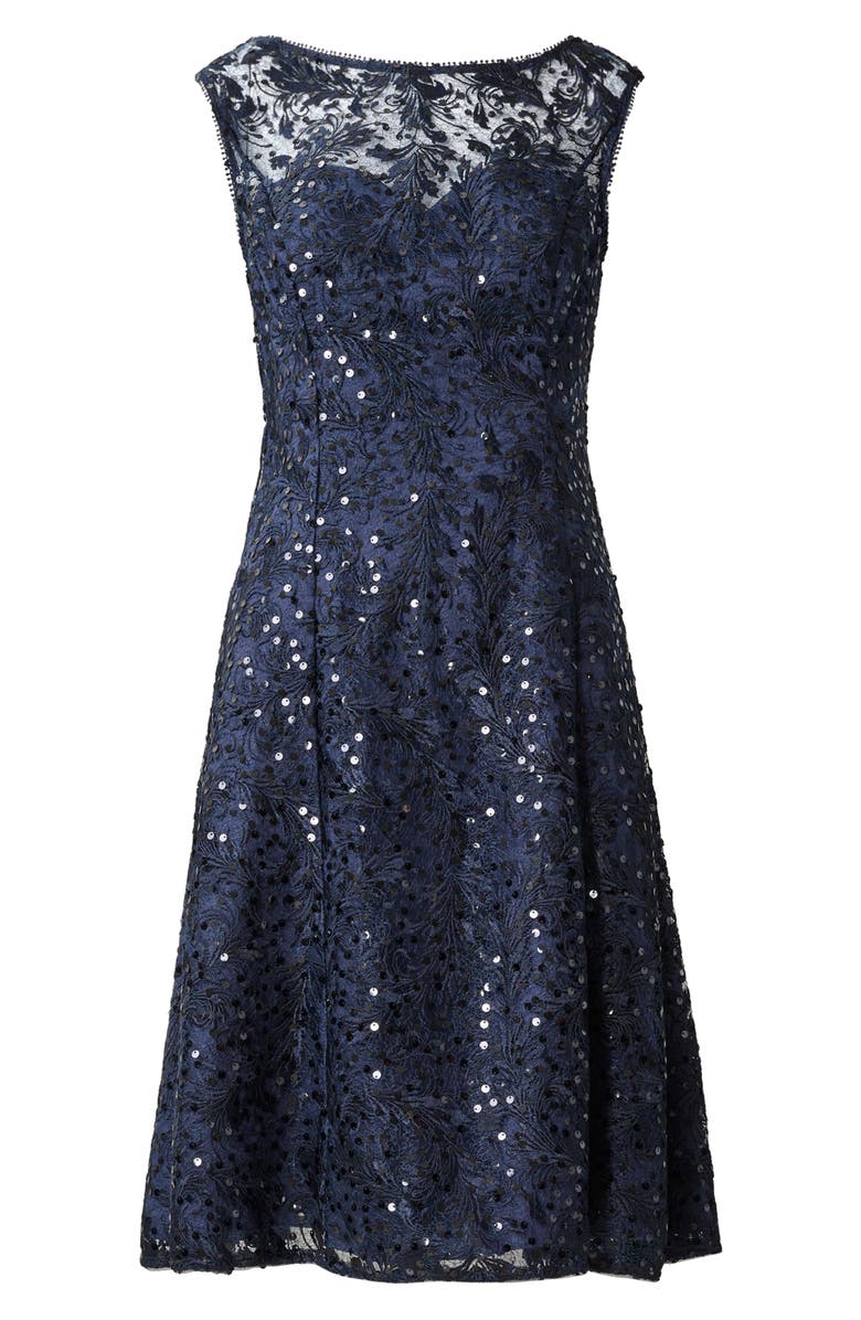 Adrianna Papell Embroidered Lace Cocktail Dress, Alternate, color, 