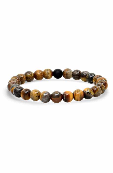 Wood & Tiger's Eye Beaded Stretch Bracelet