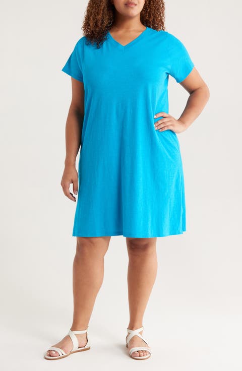 V-Neck Organic Cotton T-Shirt Dress (Plus)
