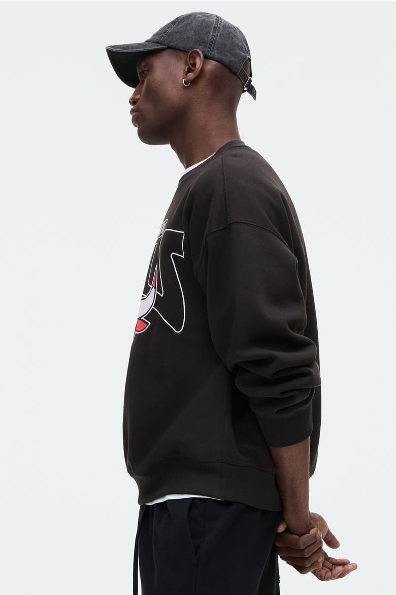 Oversized Fit Printed Sweatshirt, Alternate, color, Black/NBA