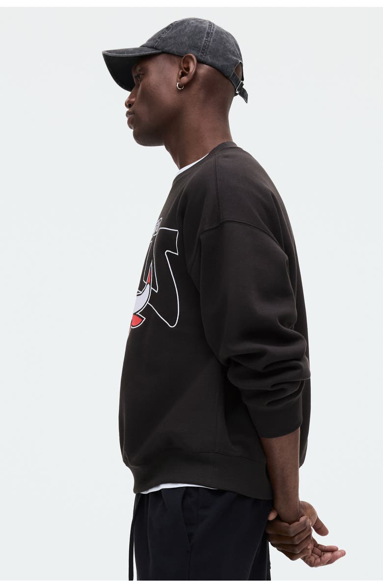 H&M Oversized Fit Printed Sweatshirt, Alternate, color, Black/Nba