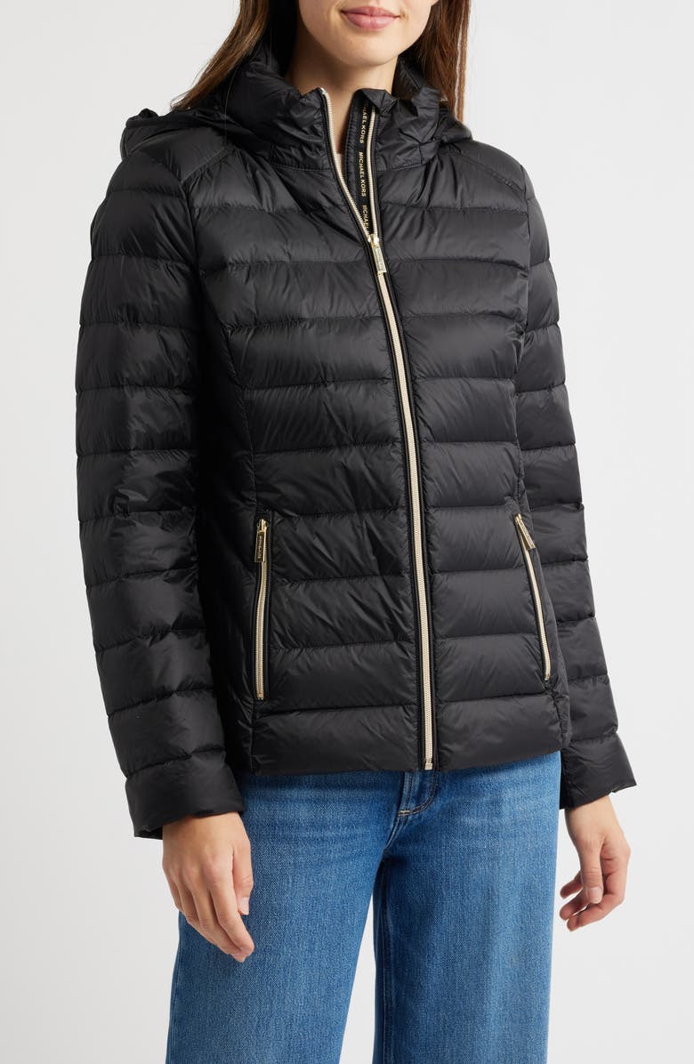 MICHAEL Michael Kors Hooded 650 Fill Power Down Jacket, Main, color,