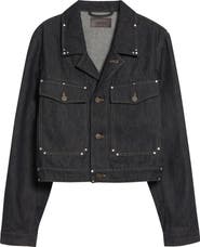 Lemaire Crop Studded Cotton Denim Jacket