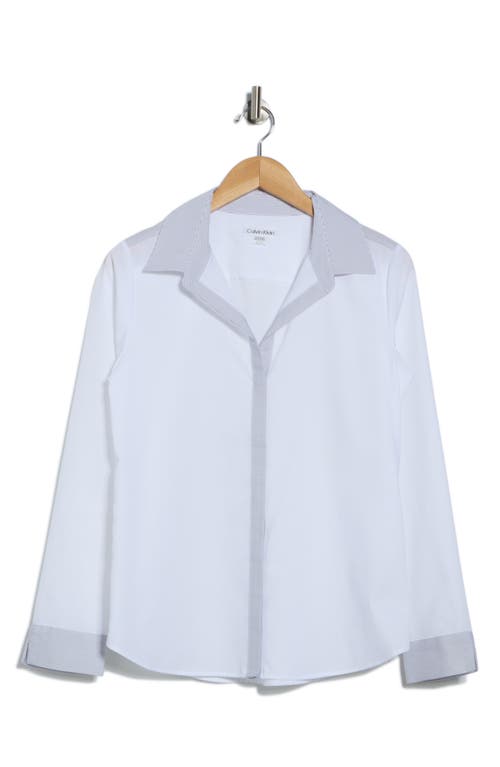 Calvin Klein Cotton Button-up Shirt In Gray