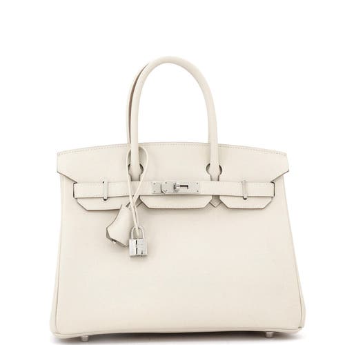 Pre-owned Hermes Hermes Birkin Handbag Light Epsom With Palladium Hardware 30 In White