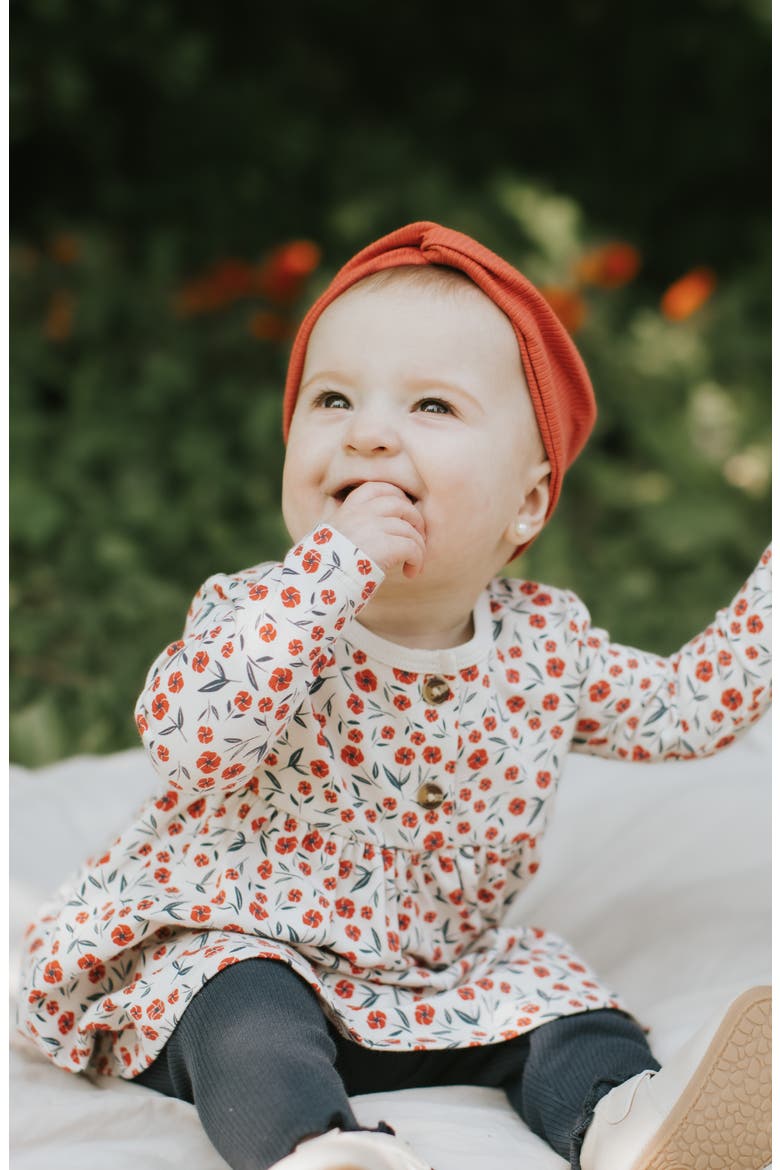 Polly Print Long Sleeve Cotton Dress & Leggings Set, Alternate, color, BEIGE