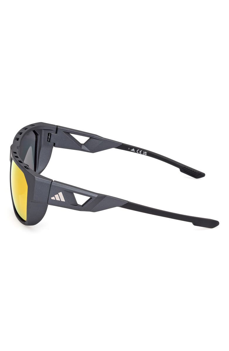 adidas 57mm Navigator Sunglasses, Alternate, color, Matte Black / Roviex Mirror