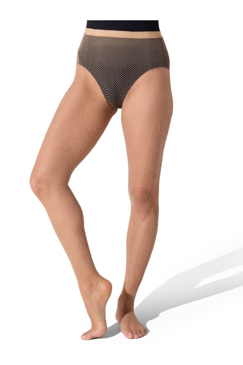 All-Over Rhinestone Fishnet Tight, Alternate, color, medium brown
