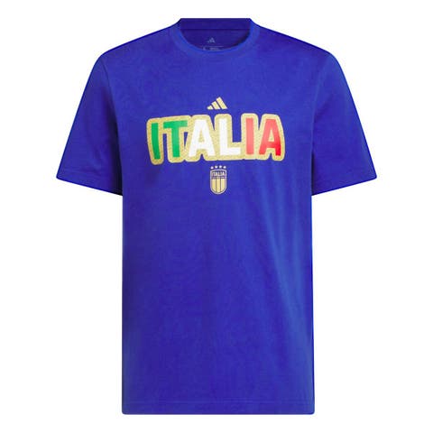 Men's adidas Blue Italy National Team Jersey Hook T-Shirt