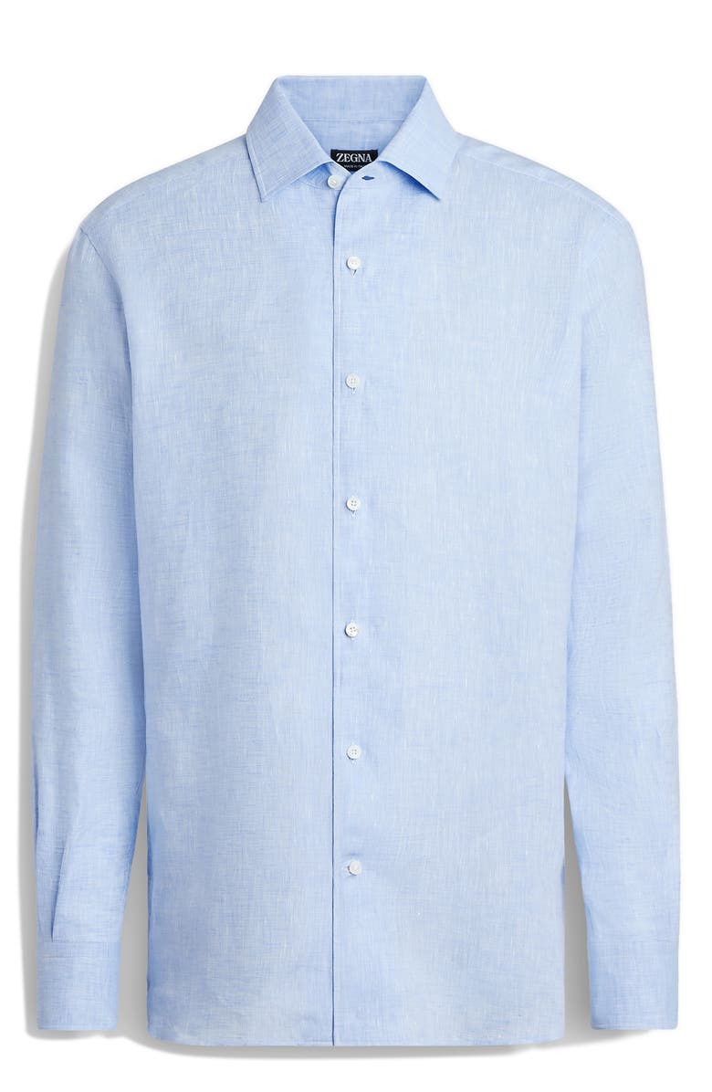 ZEGNA Oasi Linen Button-Up Shirt, Alternate, color, Light Blue