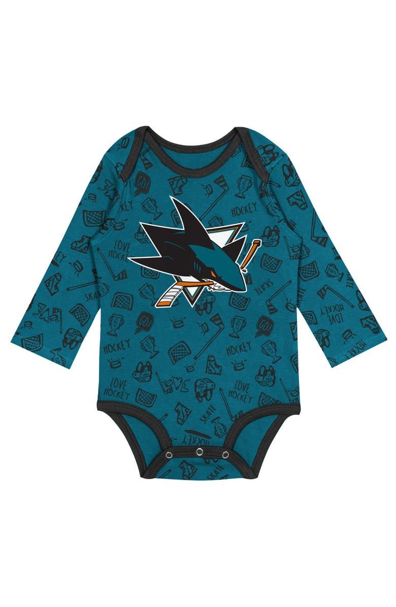 Outerstuff Infant Teal San Jose Sharks Dynamic Defender Long Sleeve Bodysuit, Alternate, color, 