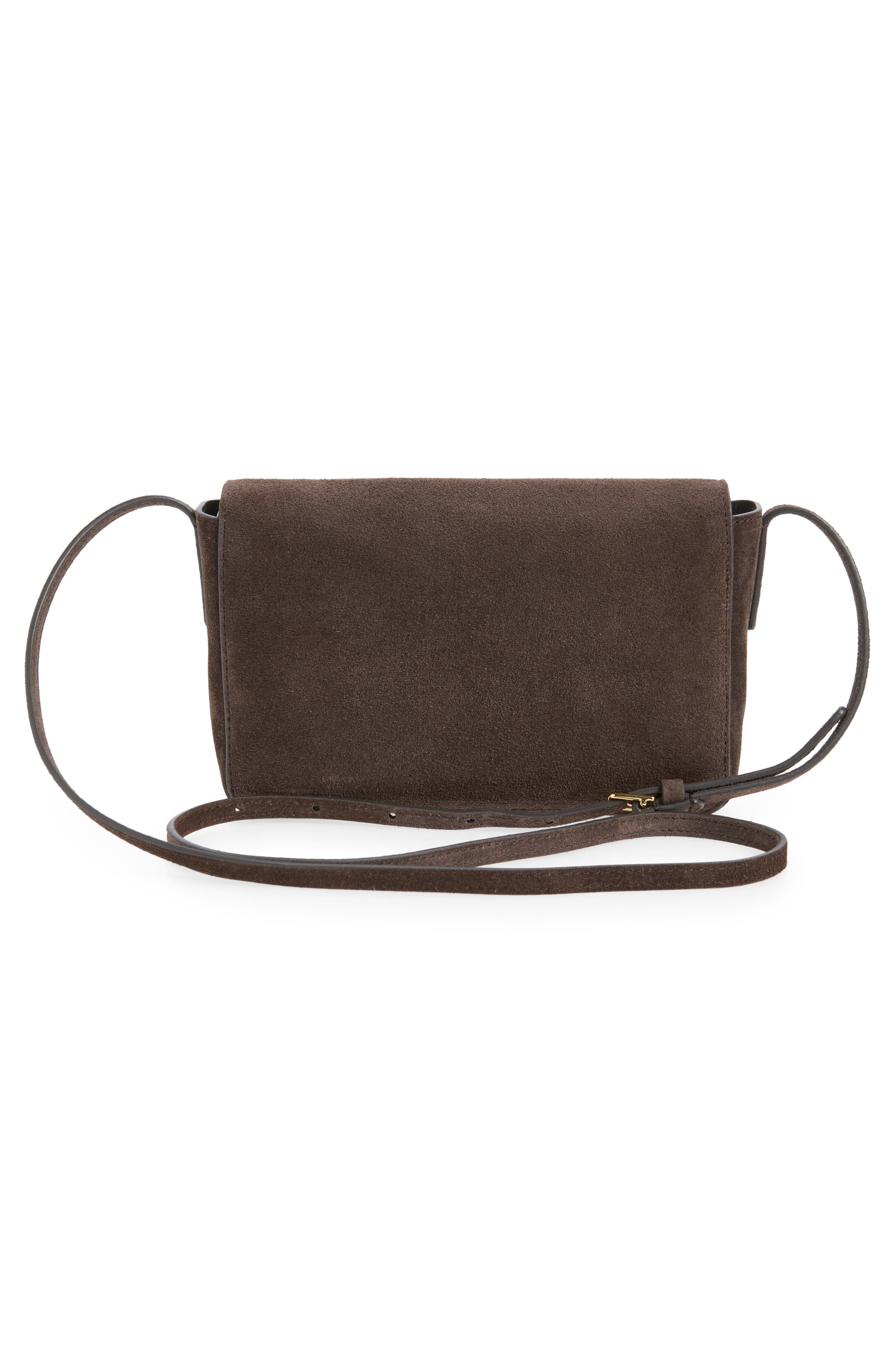 Clio Suede Shoulder Bag, Alternate, color, EBONY