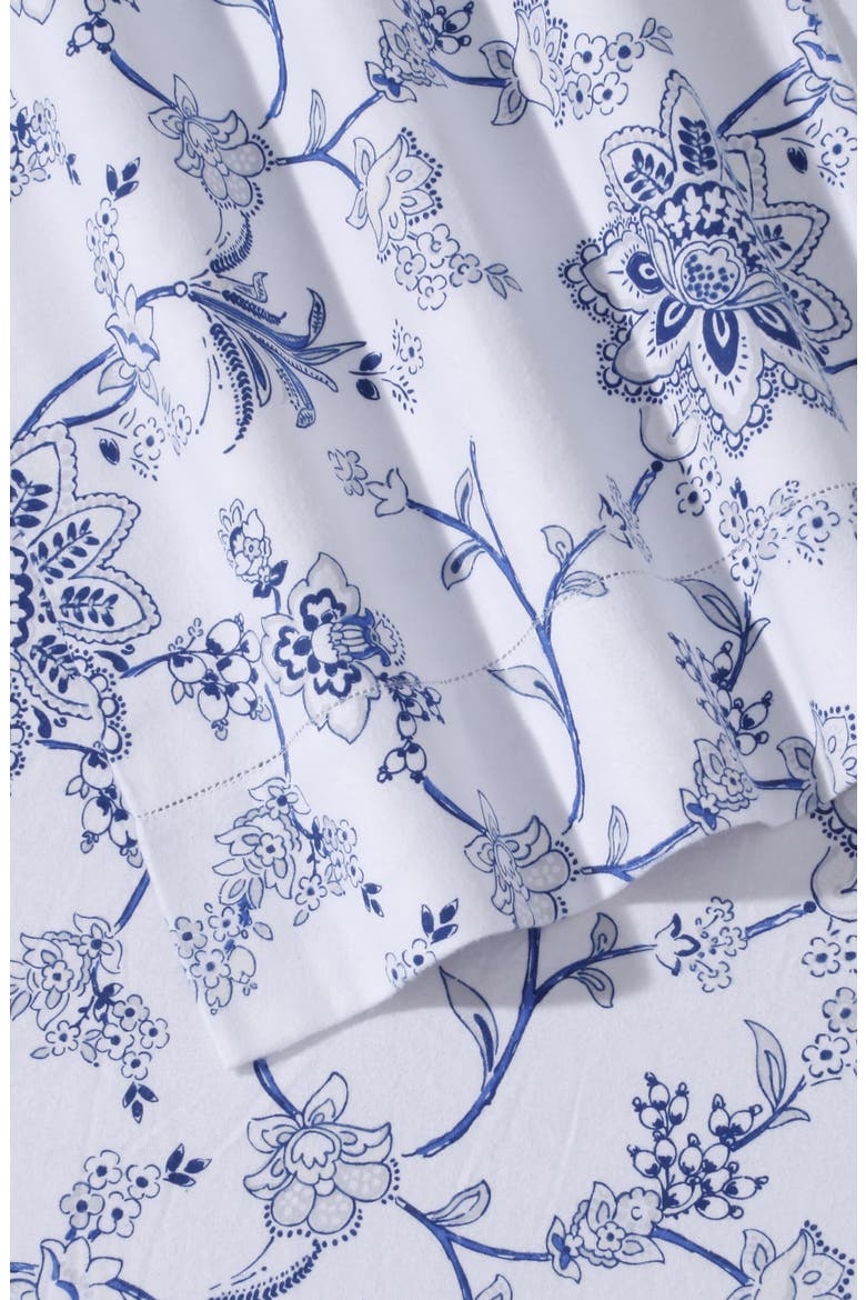 Floral Cotton Flannel Sheet Set, Alternate, color, WHITE/ BLUE FLORAL